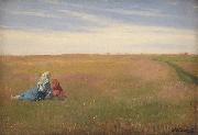Michael Ancher A Summer Landscape with two Girls oil painting reproduction